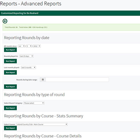 Golf Score Reporting